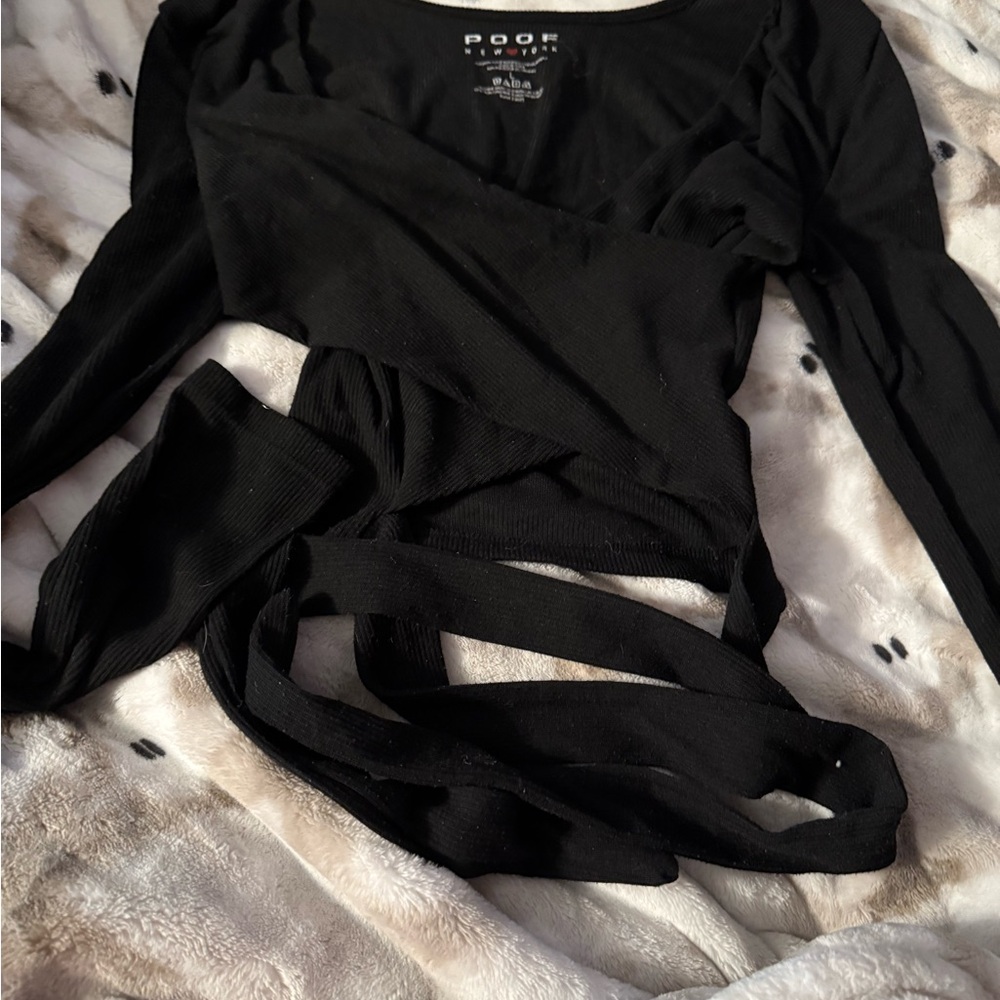 Poof! Women's Black Long Sleeve Bodysuit